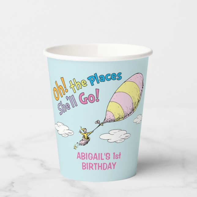 Oh, The Places She'll Go! - First Birthday Paper Cups (Left)