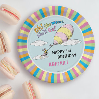 Oh  The Places She'll Go! - First Birthday Paper Plates by DrSeussShop at Zazzle