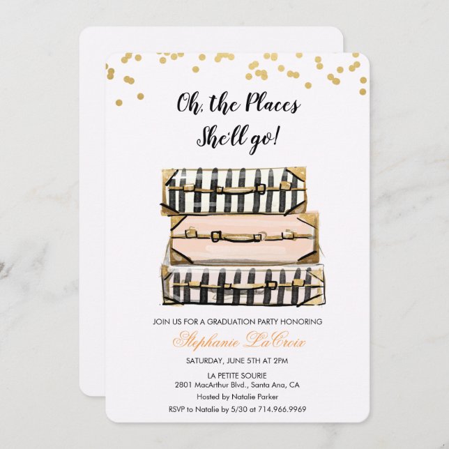 Oh The Places She'll Go Graduation Invitation (Front/Back)