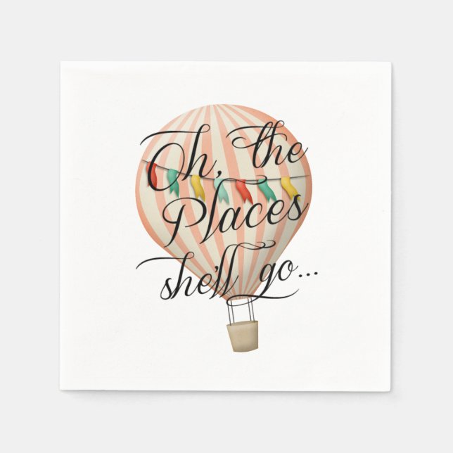 Oh the Places She'll Go Shower Hot Air Balloon Napkins (Front)
