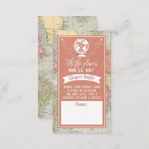 Oh The Places Shell Go Travel Map Baby Shower Enclosure Card