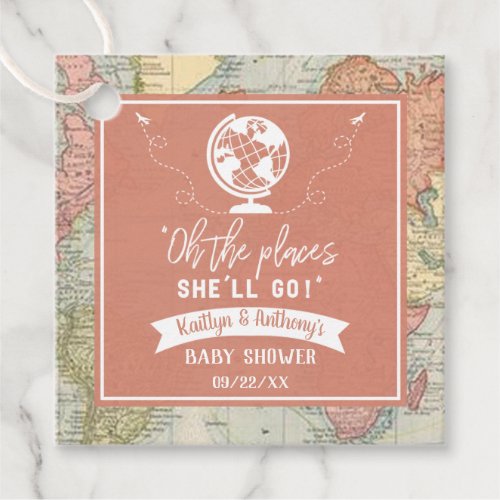 Oh The Places Shell Go Travel Map Baby Shower Favor Tags