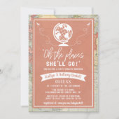 "Oh The Places She'll Go!" Travel Map Baby Shower Invitation (Front)