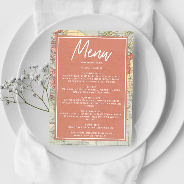 "Oh The Places She'll Go!" Travel Map Baby Shower Menu (Creator Uploaded)