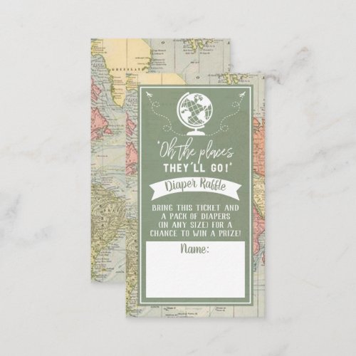 Oh The Places Theyll Go Travel Map Baby Shower Enclosure Card