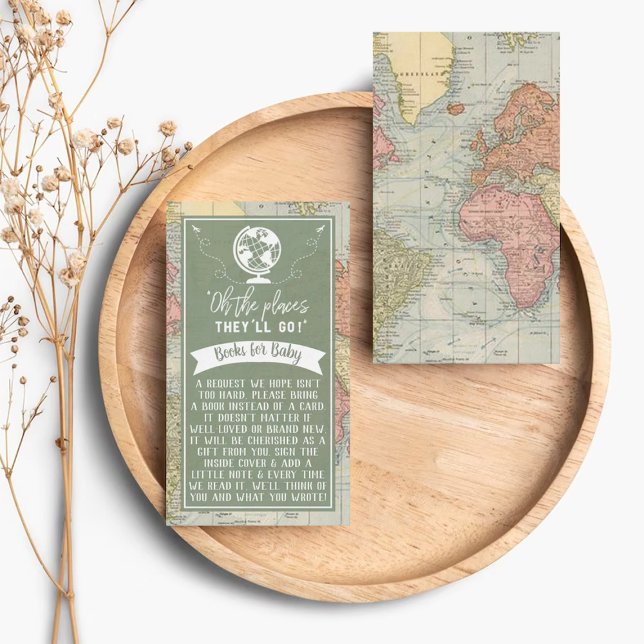 "Oh The Places They'll Go!" Travel Map Baby Shower Enclosure Card (Creator Uploaded)