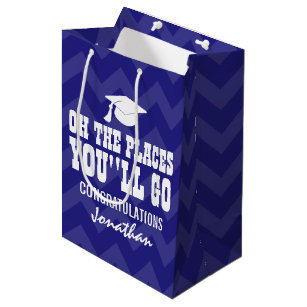 Oh The Places You Will Go Navy Blue Graduate Medium Gift Bag