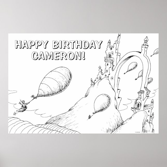 Oh, The Places You'll Go! - Birthday Coloring Poster (Front)