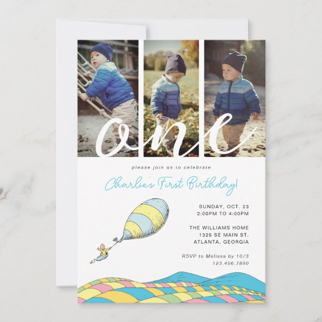 Oh! the Places You'll Go! | Boy 1st Birthday Photo Invitation (Front)