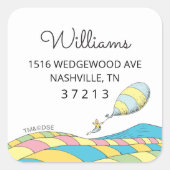 Oh! The Places You'll Go!  Boy Birthday Address Square Sticker (Front)