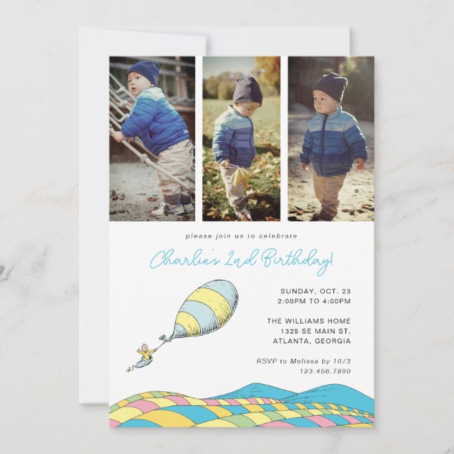 Oh! the Places You'll Go! | Boy Birthday Photo Invitation (Front)