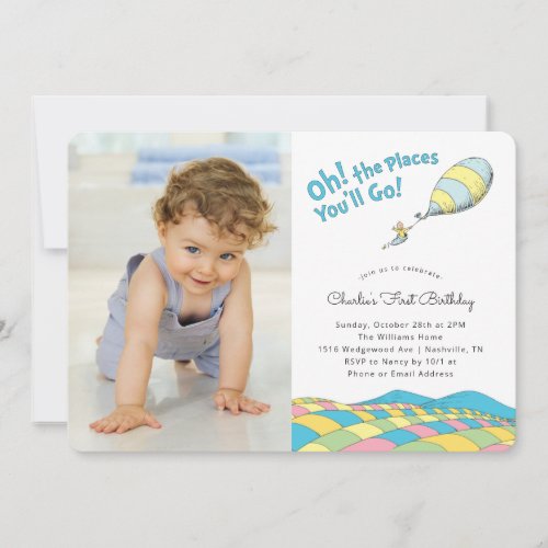 Oh the Places Youll Go  Boy Birthday _ Photo Invitation