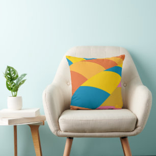 Oh, The Places You'll Go! Colorful Balloon Stripes Throw Pillow