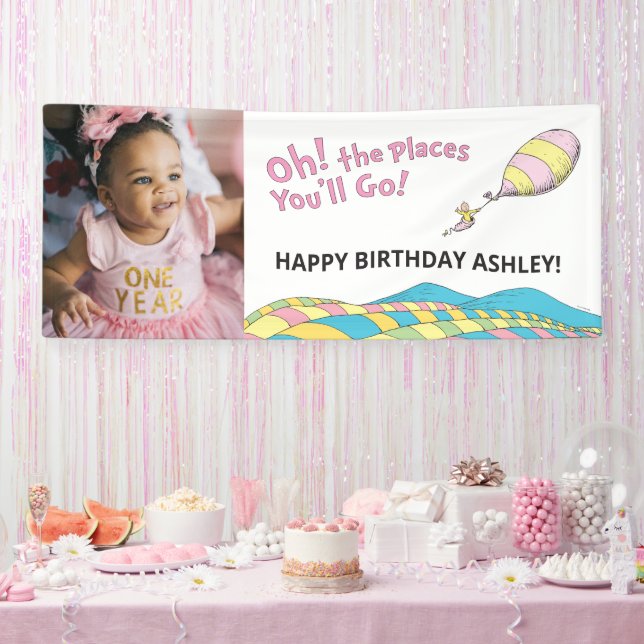 Oh! The Places You'll Go! Girl Birthday Banner (Party)