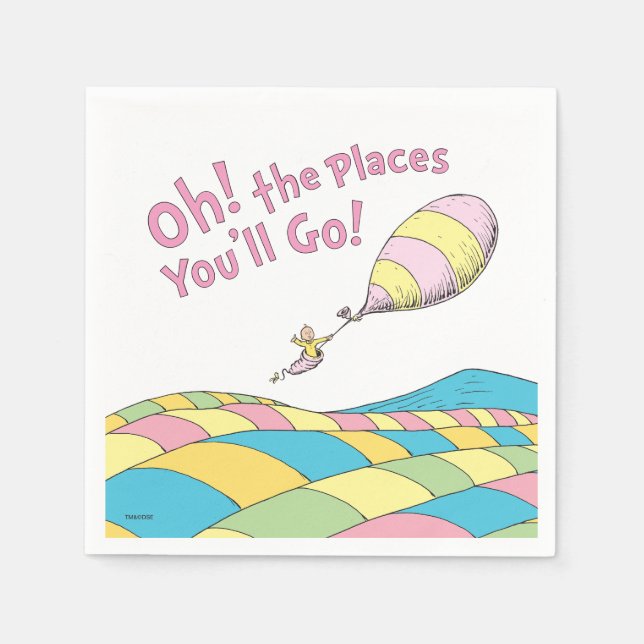 Oh! The Places You'll Go! Girl Birthday Napkins (Front)