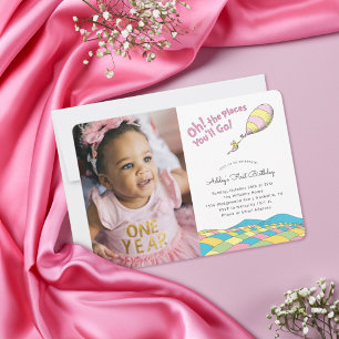 Oh! the Places You'll Go! Girl Birthday - Photo Invitation