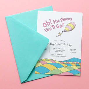 Oh! the Places You'll Go! Girl First Birthday Invitation
