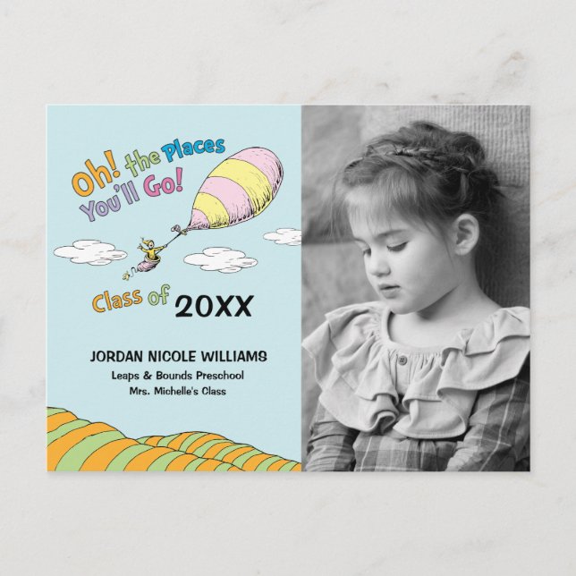 Oh, The Places You'll Go! Graduation Announcement Postcard (Front)