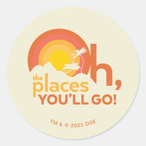 Oh The Places Youll Go Landscape Typography Classic Round Sticker