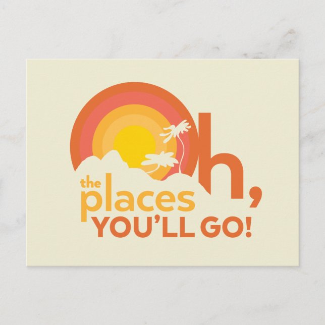 Oh, The Places You'll Go! Landscape Typography Postcard (Front)