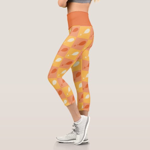 Oh the Places Youll Go  Orange Block Pattern Capri Leggings