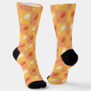 Oh, the Places You'll Go Orange Block Pattern Socks