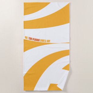 Oh, The Places You'll Go! Orange Swirls Beach Towel