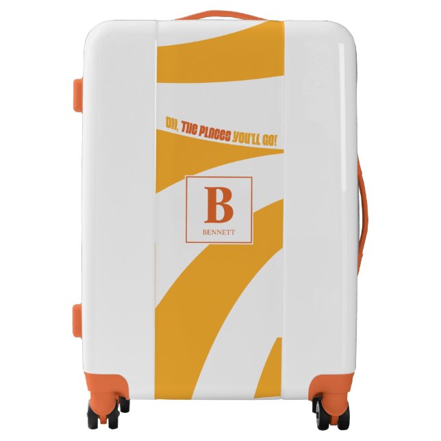 Oh, The Places You'll Go! Orange Swirls Luggage (Front)