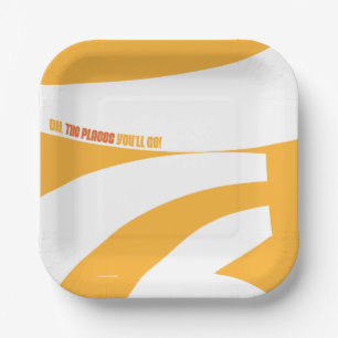 Oh, The Places You'll Go! Orange Swirls Paper Plates