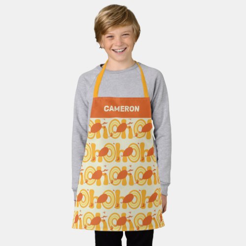 Oh the Places Youll Go  Orange Text Pattern Apron