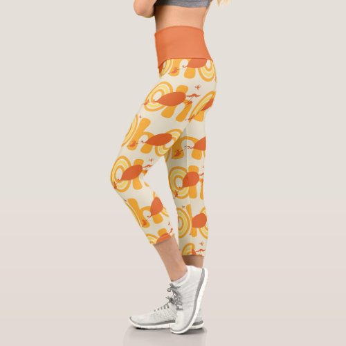 Oh the Places Youll Go  Orange Text Pattern Capri Leggings