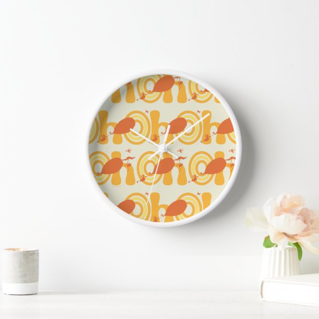 Oh, the Places You'll Go | Orange Text Pattern Clock (Home)
