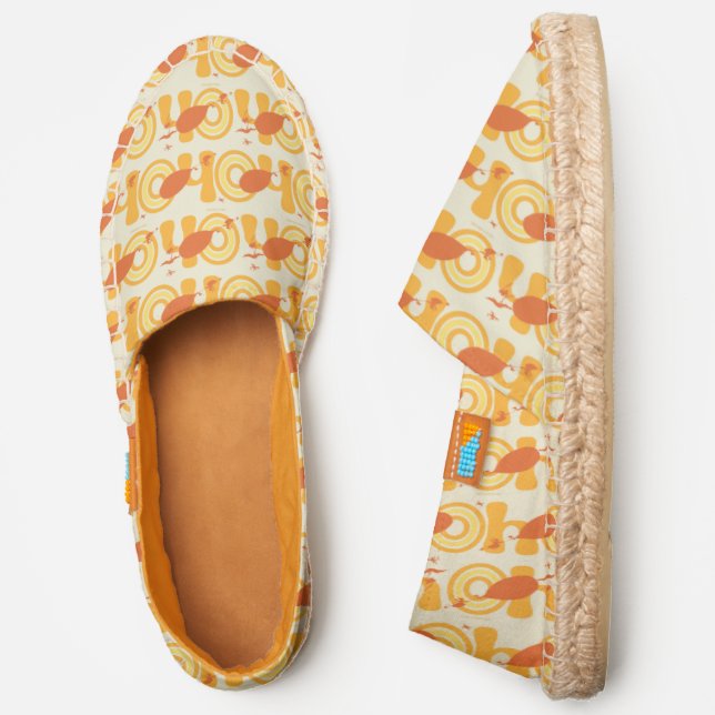 Oh, the Places You'll Go | Orange Text Pattern Espadrilles (Side)