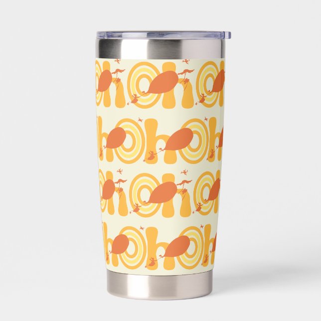 Oh, the Places You'll Go | Orange Text Pattern Insulated Tumbler (Left)