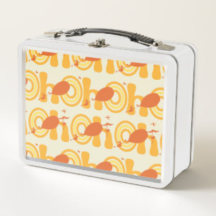 Oh, the Places You'll Go Orange Text Pattern Metal Lunch Box