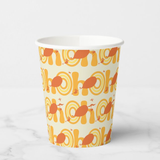 Oh, the Places You'll Go | Orange Text Pattern Paper Cups (Left)