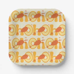 Oh, the Places You'll Go Orange Text Pattern Paper Plates