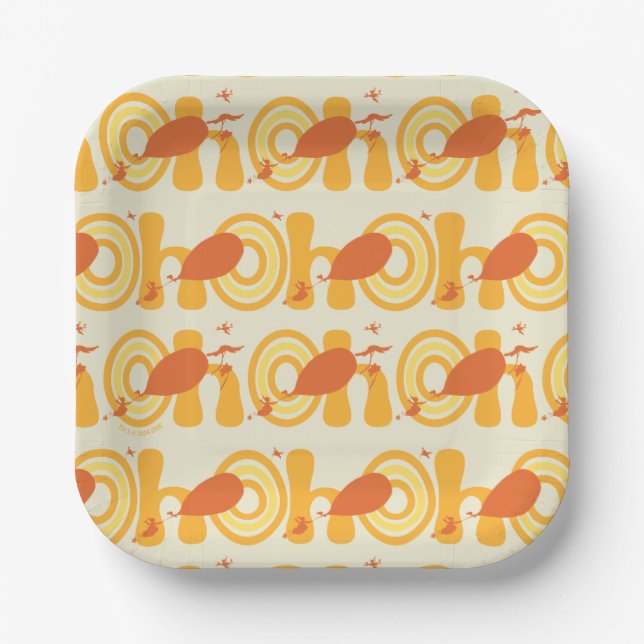 Oh, the Places You'll Go | Orange Text Pattern Paper Plates (Front)