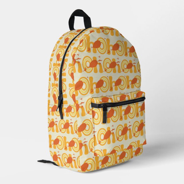 Oh, the Places You'll Go | Orange Text Pattern Printed Backpack (Back Corner Left)