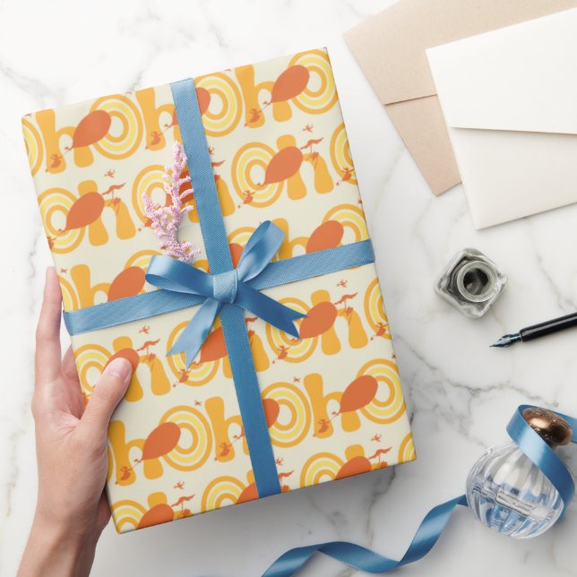 Oh, the Places You'll Go | Orange Text Pattern Wrapping Paper (Gifting)
