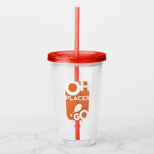 Oh, The Places You'll Go! Orange Typeography Acrylic Tumbler