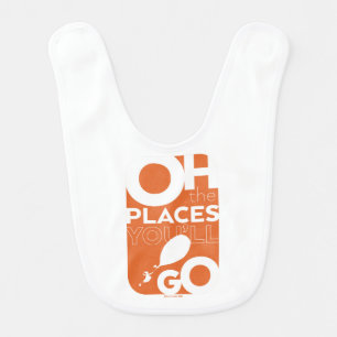 Oh, The Places You'll Go! Orange Typeography Baby Bib