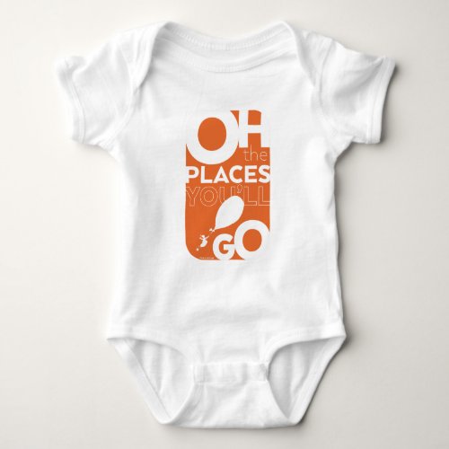 Oh The Places Youll Go Orange Typeography Baby Bodysuit