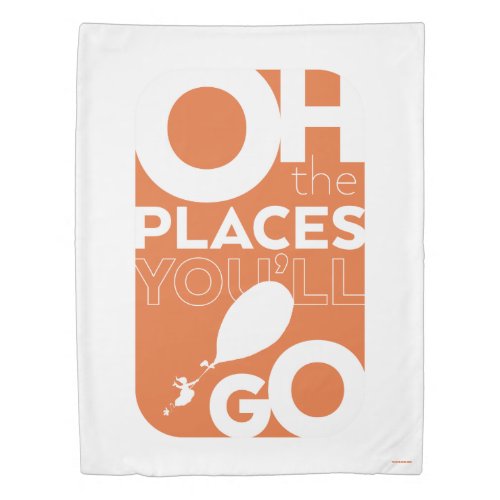 Oh The Places Youll Go Orange Typeography Duvet Cover