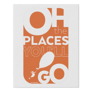Oh, The Places You'll Go! Orange Typeography Faux Canvas Print