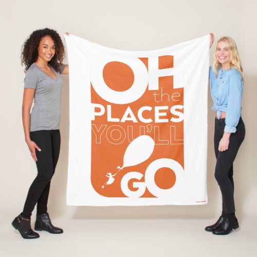 Oh The Places Youll Go Orange Typeography Fleece Blanket