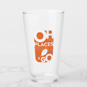 Oh, The Places You'll Go! Orange Typeography Glass