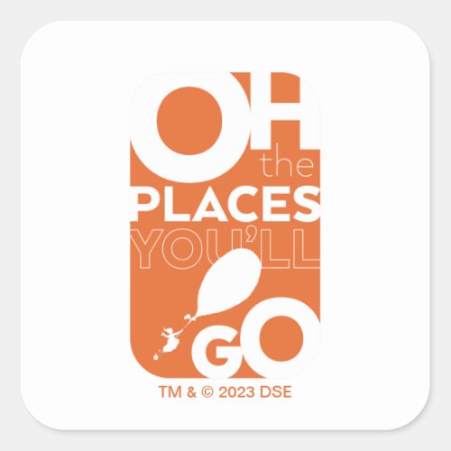 Oh The Places Youll Go Orange Typeography Square Sticker