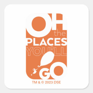 Oh, The Places You'll Go! Orange Typeography Square Sticker