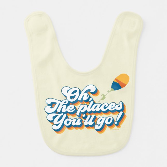 Oh, The Places You'll Go! Quote with Balloon Baby Bib (Front)
